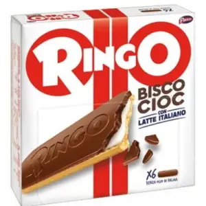 Ringo csokoládés-tejes töltött keksz 162 g