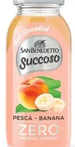 San Benedetto Succoso Zero őszibarack–banán üdítő üvegben 200 ml