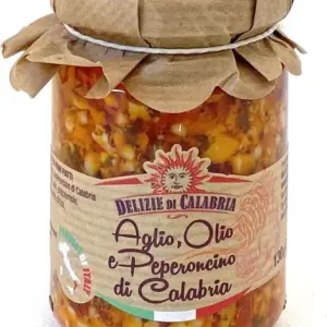 Delizie di Calabria fokhagymás–olívaolajos–csípős paprika szósz 130 g