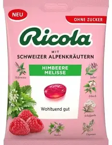 Ricola málna és citromfű ízű cukormentes gyógynövényes cukorka 70 g