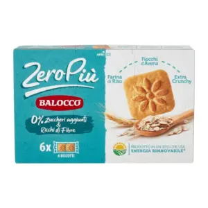 Balocco ZeroPiù zabpelyhes-rizses keksz hozzáadott cukor nélkül 230 g