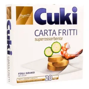 Cuki Carta Fritti szupernedvszívó papír sült ételekhez – 20 lap (32 × 33 cm)